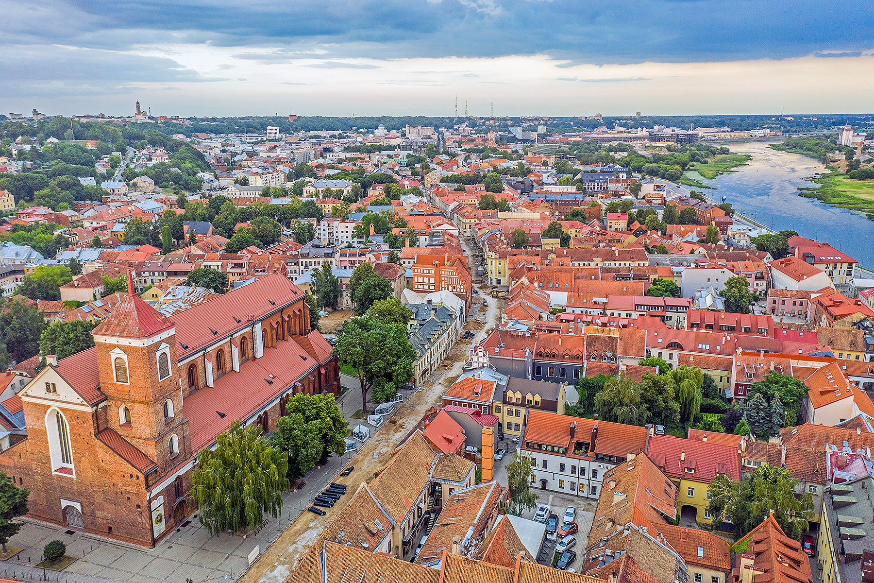 The old town of Kaunas, Lithuania — the country's second city and the host of the Kaunas Biennial since 1997.