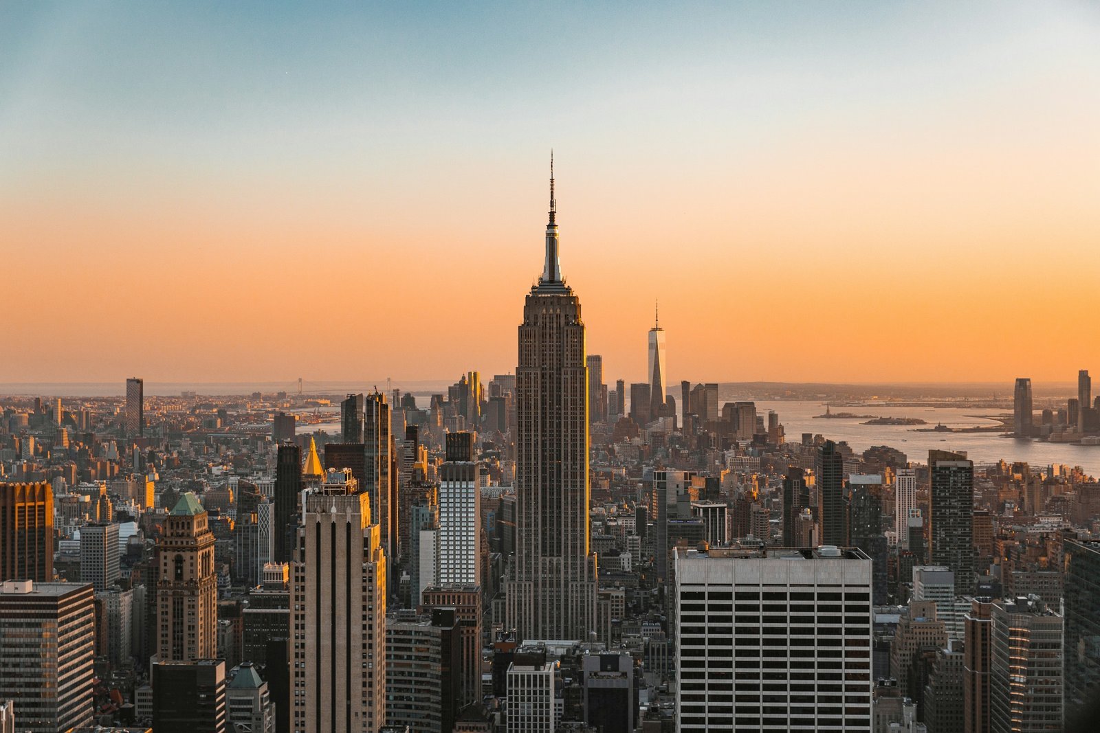 The Empire State Building above Midtown at sunset